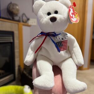 Ty Libearty Bear with American Flag and Ribbon